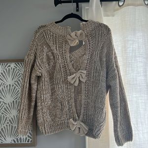 POL sweater with open back / bow detail - size small